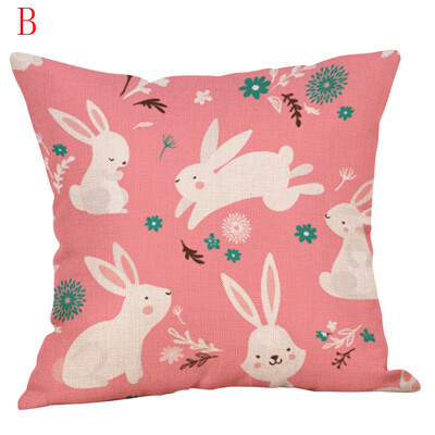 

Gobestart Happy Easter Bunny Pillow Cover Linen Sofa Cushion Cover Home Decor Pillow Case