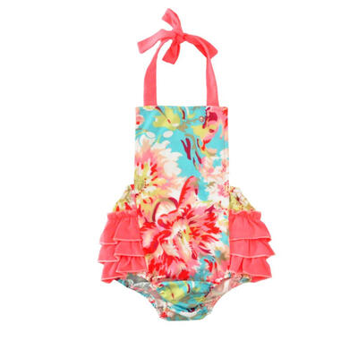 

Infant Baby Girls Sling Rompers Flower Print Summer Jumpsuit Kids Clothes