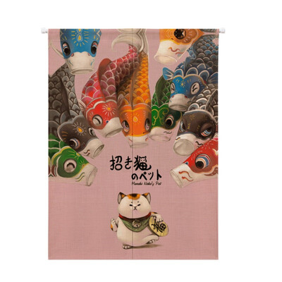 

Cartoon Animal Printed Cotto Linen Japanese Style Doorway Curtain Hanging Tapestry For Home Decoration