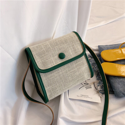 

Sen temperament contrast color cotton&linen small square bag female 2019 new fashion casual small fresh wild Messenger shoulder bag