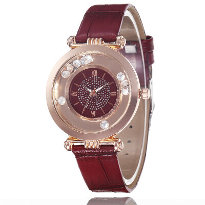 

Leather strap ladies watch starry sand sand Roman digital watch student simple quartz watch