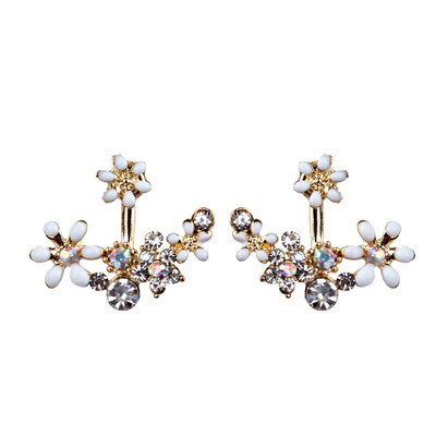 

Cute Fashion Gold Color Crystal Stud Earrings Bijoux Women Earrings Flower Women Accessories Piercing Love Jewelry