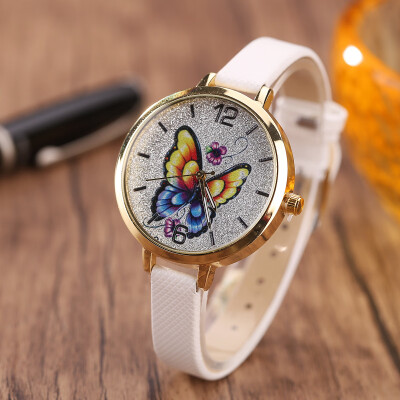 

Silver Pink Flower Butterfly Face Lady Casual Watch Fine Watch Personality Digital Quartz Watch