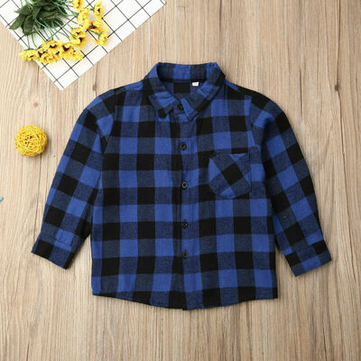 

Christmas Toddler Baby Girl Boy Clothes Plaid Long Sleeve Top Shirt Coat Jacket
