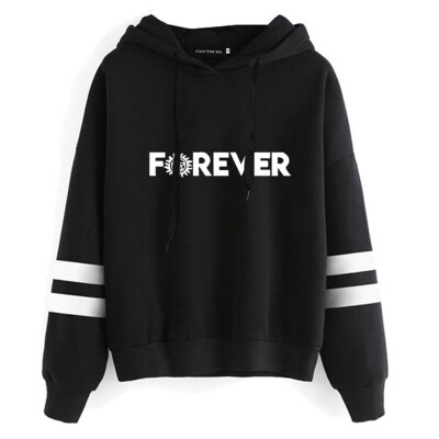 

Herqw61 Womens Girls Supernatural Forever Love Hoodie Tour Striped Long Sleeve Sweatshirt