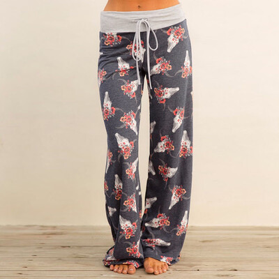 

Women Ladies Summer Floral Prints Drawstring Wide Leg Pants Leggings
