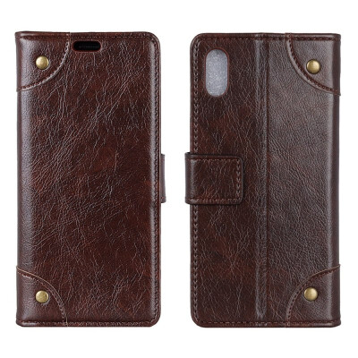 

MOONCASE Apple iPhone  Max Copper Buckle Napa Leather Case - Coffee