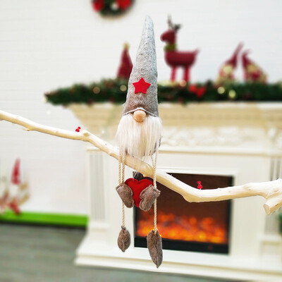 

Long Hat Sitting Swedish Christmas Santa Gnome Plush Doll Holiday Figurines Toy Xmas Home Indoor Table Ornament