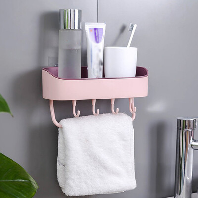 

Gobestart Punch-Free Plastic Bathroom Shelf Shower Shampoo Holder Storage Rack Organizer