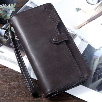 

Tailored Mens Retro Zip Wallet Solid Color Clutch Long Wallet Multi Card Wallet