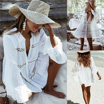 

Women Lace Crochet Bikini Beachwear Cover up Beach Dress Summer Bathing Suit
