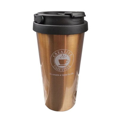 

500ml Large Capacity Travel Mug Creative Coffee Cup 304 Stainless Steel Double Wall Vacuum Insulated Wide Mouth Tea Cup with Lid