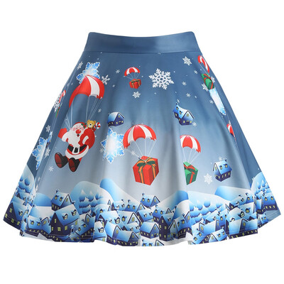 

Christmas Gift Santa Claus Print Plus Size Skirt