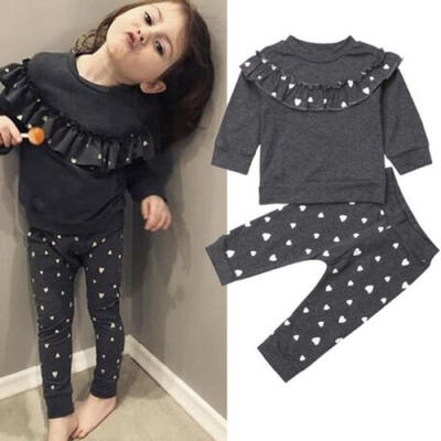 

Toddler Kids Baby Girls Autumn Clothes Ruffle Long Sleeve Tops ShirtsPants Leggings 2Pcs Outfits Set
