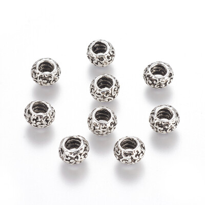 

Large Hole Beads Alloy European Stopper Beads Tubbish Antique Silver about 55mm wide 9mm long hole 42mm