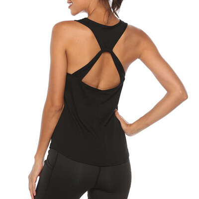 

Womens Fashion Casual Quick-dry Sports Fitness Yoga Loose Back Hollow Mesh Sleeveless Tank Top
