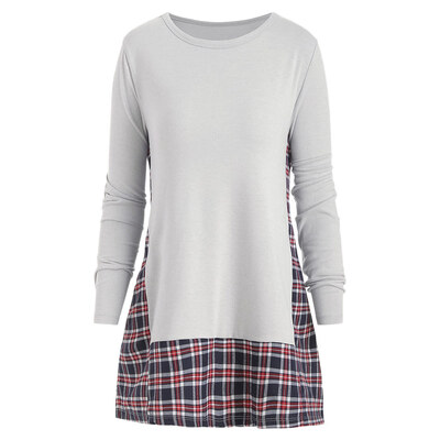 

Checked Panel Long Sleeve Top