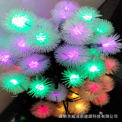 

Solar LED light string 50 light hair ball shape eight pattern Christmas decoration waterproof Shenzhen production plant