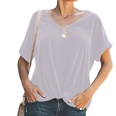 

Starmoon Women Casual Short Sleeve T-shirt Casual Loose Soild V Neck Top Blouse