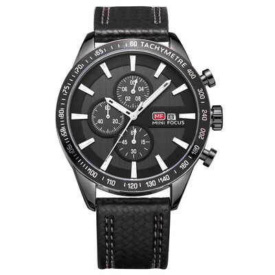 

BOFUTE Male Watches Sports Watch Quartz Watches Three Eyes Six Needles Luminous Calendar Waterproof Genuine Leather Strap 0029G