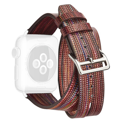 

〖Follure〗For Apple Watch Series 1234 3840mm Deluxe Leather Flash Bracelet Watch Strap