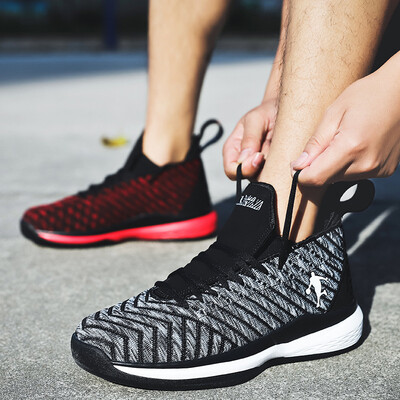 

Flying woven basketball shoes couple high wear wear boots mesh breathable sports shoes