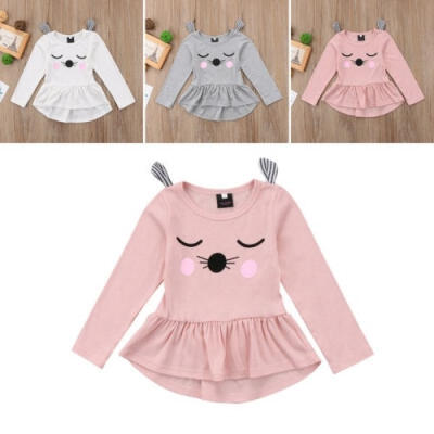 

Adorable Kids Baby Girls Cartoon Cat Long Sleeve Dress Outfits Casual Clothes new