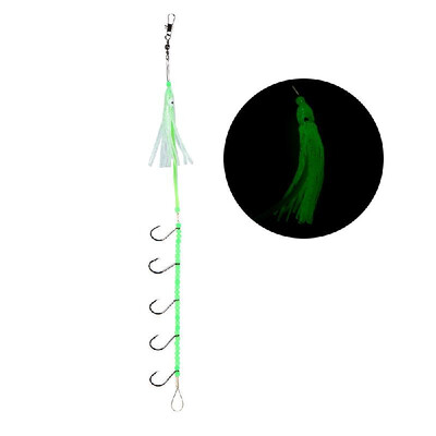

5 Hooks Squid Octopus Skirt Jigs Assist Hook Squid Jig Hook with Luminous Beads Barrel Swivels