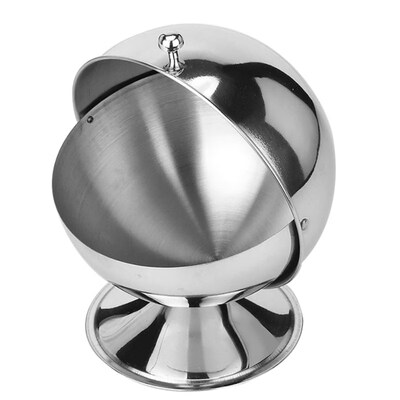 

Stainless Steel Kitchen Flippable Spherical Sugar Bowl Seasoning Spice Tank