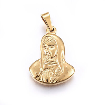 

304 Stainless Steel Pendants Large Hole Pendants Goddess Golden 21x16x25mm Hole 5x3mm
