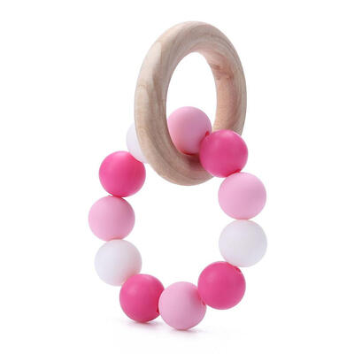 

Baby Nursing Bracelets Wooden Ring Baby Teether Silicone Chew Beads Toys