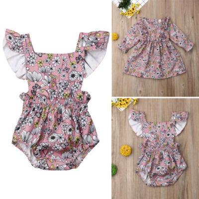 

Flower Newborn Baby Girl Clothes Sleeveless Jumpsuit Romper Bodysuit Outfits Set