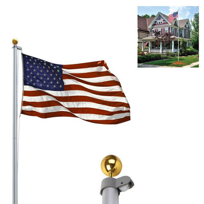 

20 ft Aluminum Sectional Flagpole Kit w Halyard Pole&American Flag