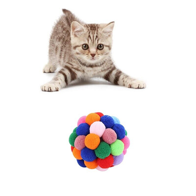 

Pet Cats Ball Toys Handmade Bells Bouncy Ball Built-In Catnip Interactive Toy For Indoor Outdoor Cats Training Exercise Ball