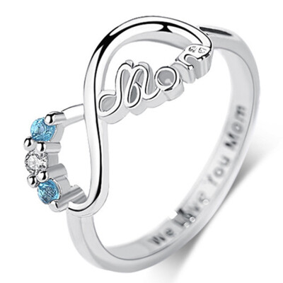 

Digital Pour 8 Ring Love Mom Alphabet Mom Zircon Ring Women Jewelry