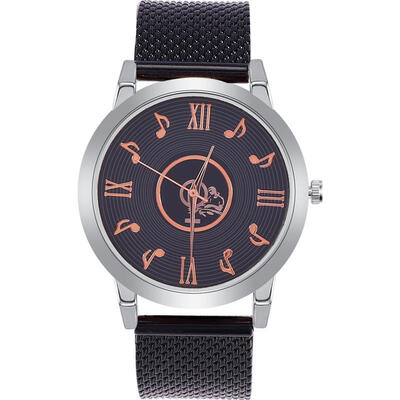 

2018 Retro Musical Design Watch Large Dial Mesh Strap Stainless Steel Analog Quartz Wristwatch Women Lady Watches Reloj Mujer