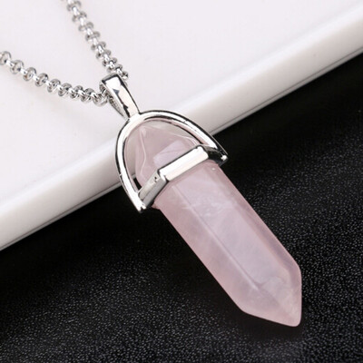 

Chakra Gemstone Fashion Necklaces Accessories Crystal Hexagonal Natural Stone Unisex Charm Pendant Reiki