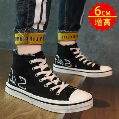 

Mens shoes fall casual Joker high canvas board shoes Korean version of the trend with students tide shoes