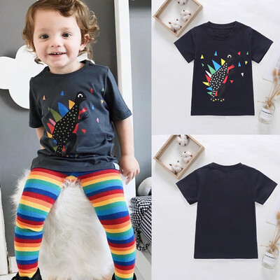

Toddler Kids Baby Boys Cartoon Dinosaur Print Top Tees Casual Summer T-shirt