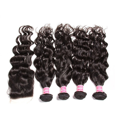 

UNice Hair Icenu Remy Hair Series Natural Wave Peruvian Hair Bundles with Closure Remy Human Hair Weave with Lace Closure Wholesal