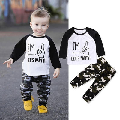 

2Pcs Toddler Infant Kid Baby Boys Camouflage Clothing T-shirt TopsPants Outfits