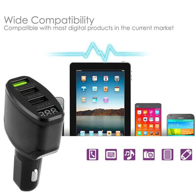 

〖Follure〗3-Port USB 42A Car Charger Adapter LED Display Fast Charging for iPhoneSamsung