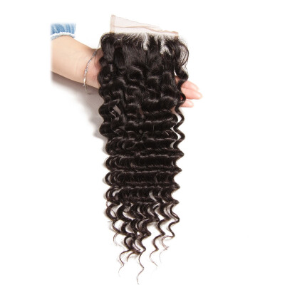 

UNice Pre-plucked Lace Closure 8A Peruvian Deep Wave Virgin Human Hair Closure 4x4