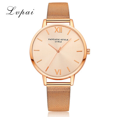 

Quartz watch women Wrist watches Stainless Steel Mesh Band shape ladies dress watches relogio feminino Hot Sale LVPAI 533