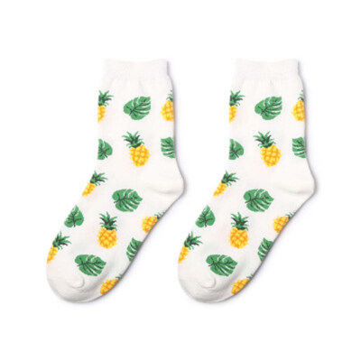 

Cotton fashion homewear casual soft women girls home hot sales cute High-Top Cartoon Fruit Printed Socks