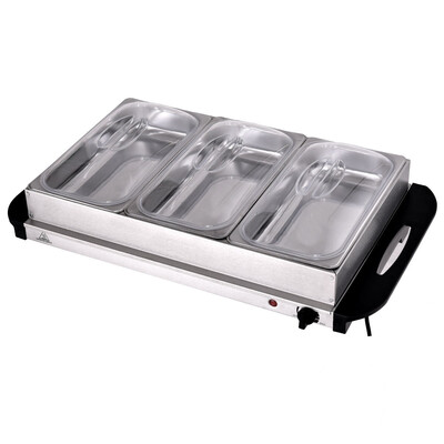 

25 Quart 3 Tray Stainless Steel Buffet Server Food Warmer