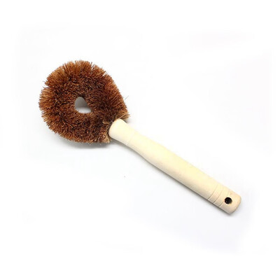 

1 Pc Natural Coconut Brown Non-Stick Oil Long Handle Pot Brush Dish Washing Oil Cleaning Brush Can Hang Type Brush