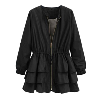 

〖Follure〗Women Slim And Long Ruffled Zipper Jacket Outdoor Jackets Waterproof Coat