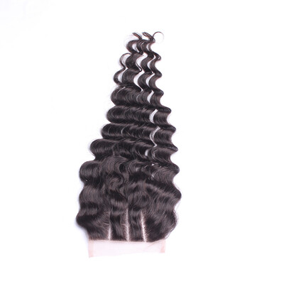 

Dolago Indian Deep Wave Closure 130 Density 100 Human Hair Deep Curly 5x5 Lace Closure Free Middle Three Part 10-20 Inches