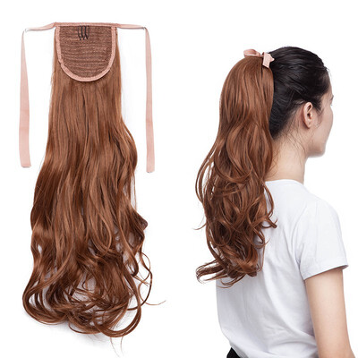 

One Piece Tie Up Ponytail Clip in Hair Extensions Hairpiece Binding Pony Tail Extension for Girl Lady Woman